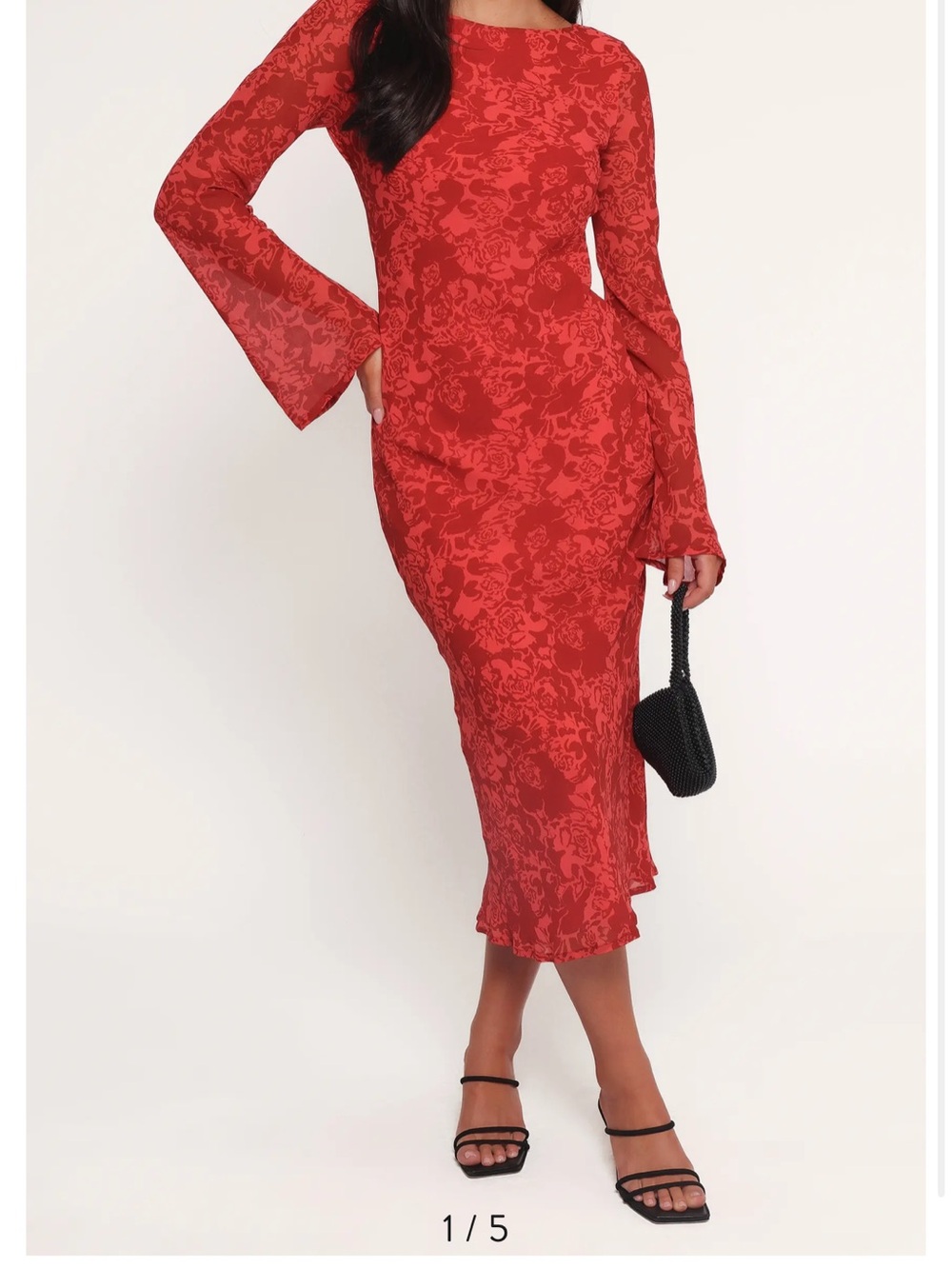 Petal & Pup Red Floral Long-Sleeve Maxi Dress - Size 6